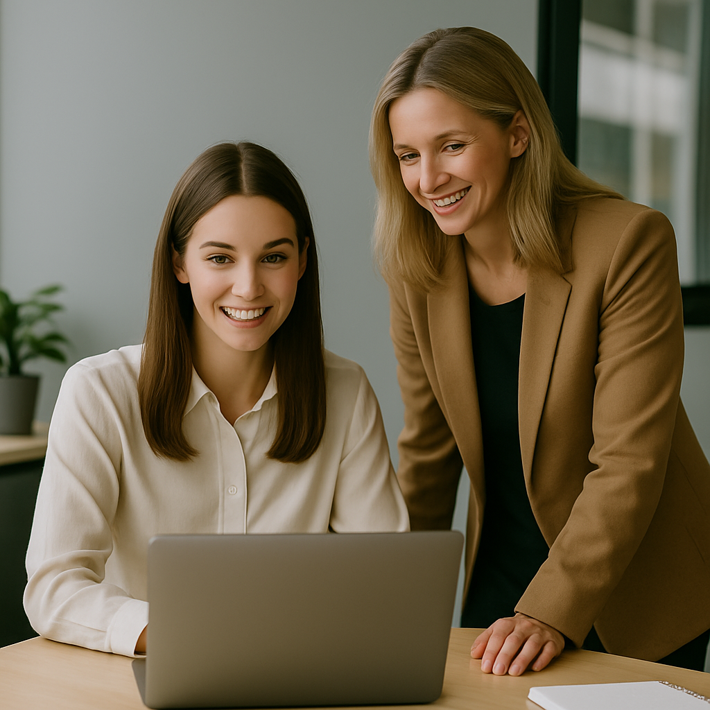 Bild A: Zwei Frauen in einem Büro